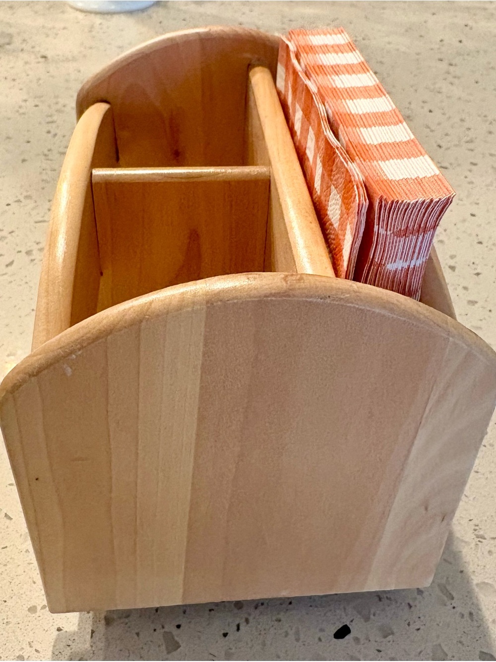 Wooden Lazy Susan Napkin and Flatware Caddy - Natural Finish - Picture 3 of 5